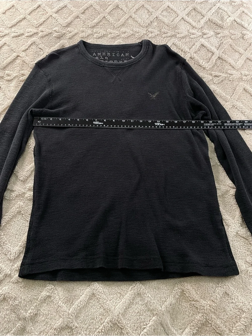 American Eagle Outfitters Men’s Black Thermal Long-Sleeve Sweater Sz Large
